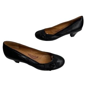Sofft Women's Black Leather Bow Accent Low Heel Pumps Shoes Size 10M Office